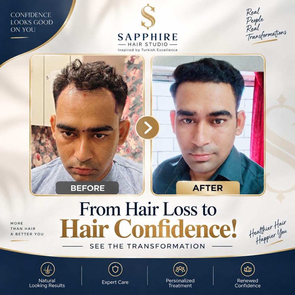 Before and after a receding hairline treatment